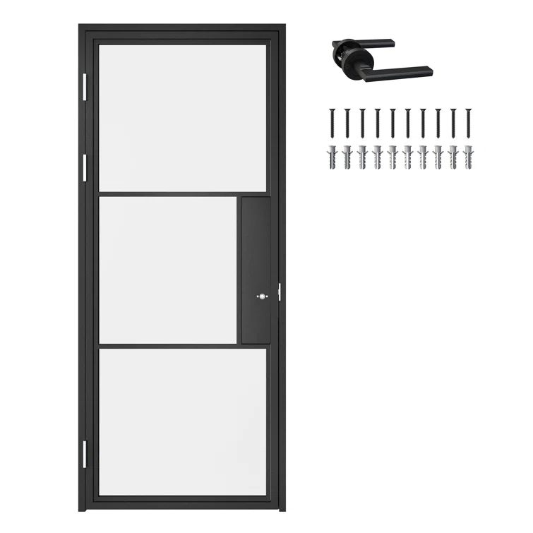 JUBEST+Glass+and+Metal+Frame+Glass+Hollow+Swing+Door+Interior+Standard+Door (4)