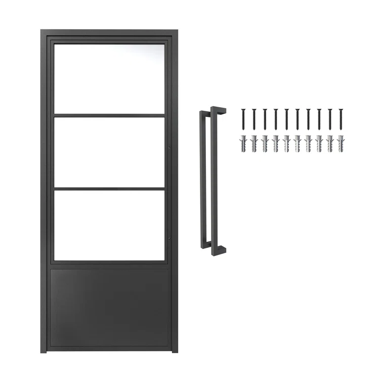 JUBEST+Glass+and+Metal+Frame+Glass+Hollow+Swing+Door+Interior+Standard+Door
